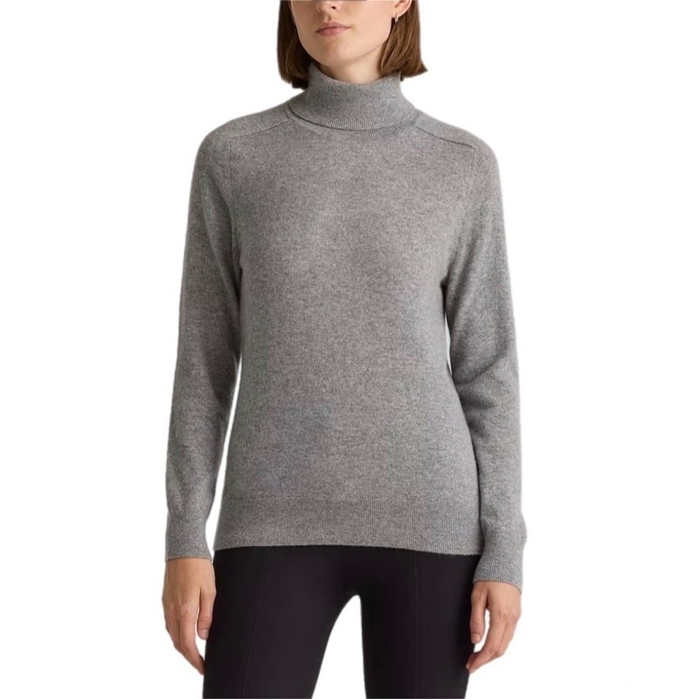 Quince Mongolian Cashmere Turtleneck Sweater Heather Gray Pullover Size XS